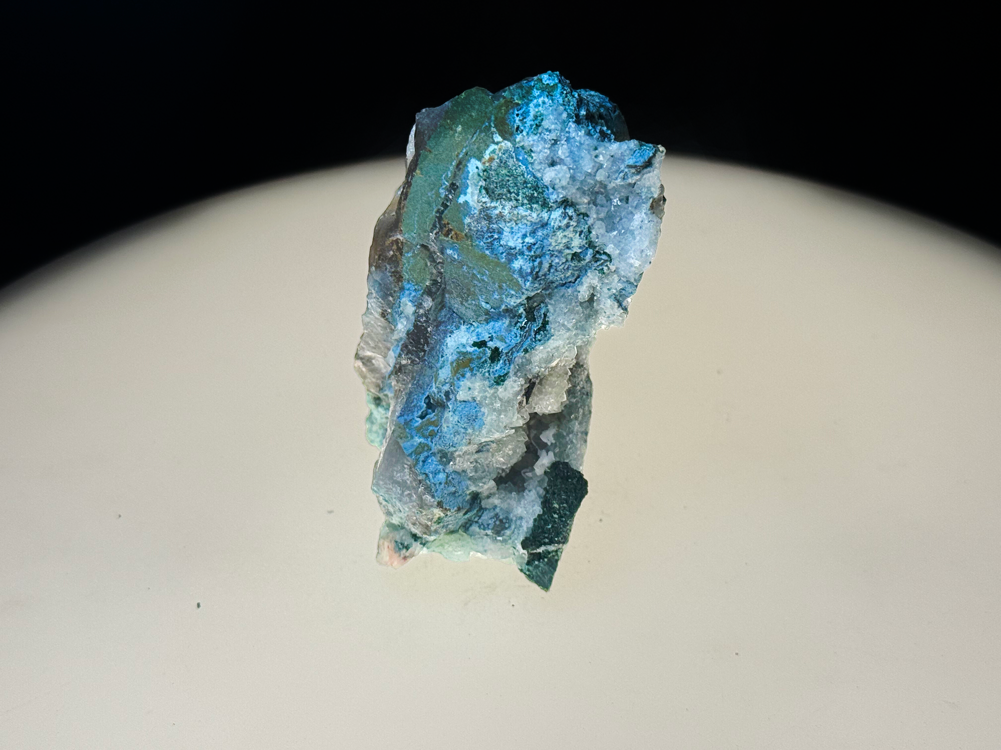 Dioptase with Chrysocolla on Quartz Matrix - Kaokoveld, Namibia