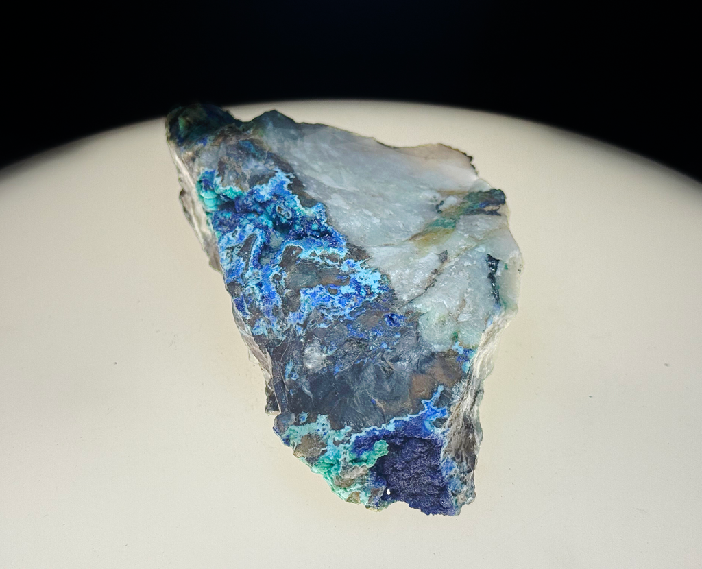Azurite–Chrysocolla–Malachite on Quartz Matrix - Kaokoveld, Namibia