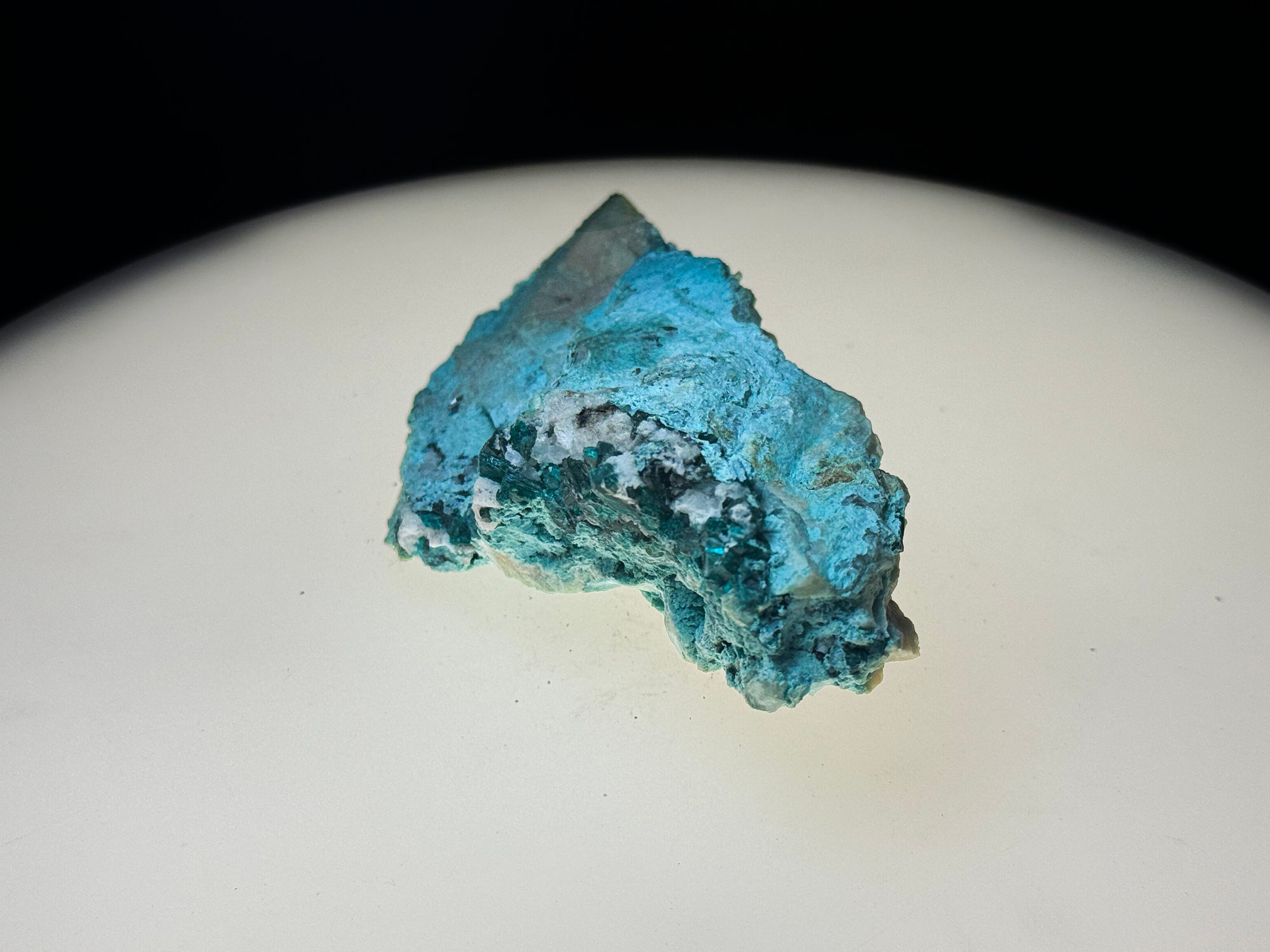 Chrysocolla with Dioptase on Quartz Matrix - Kaokoveld, Namibia