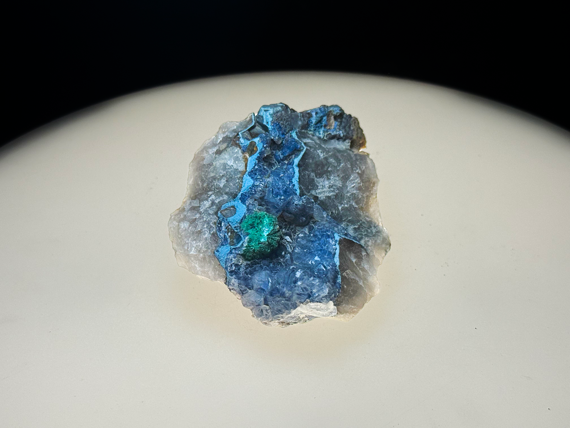 Azurite with Malachite on Quartz Matrix - Kaokoveld, Namibia