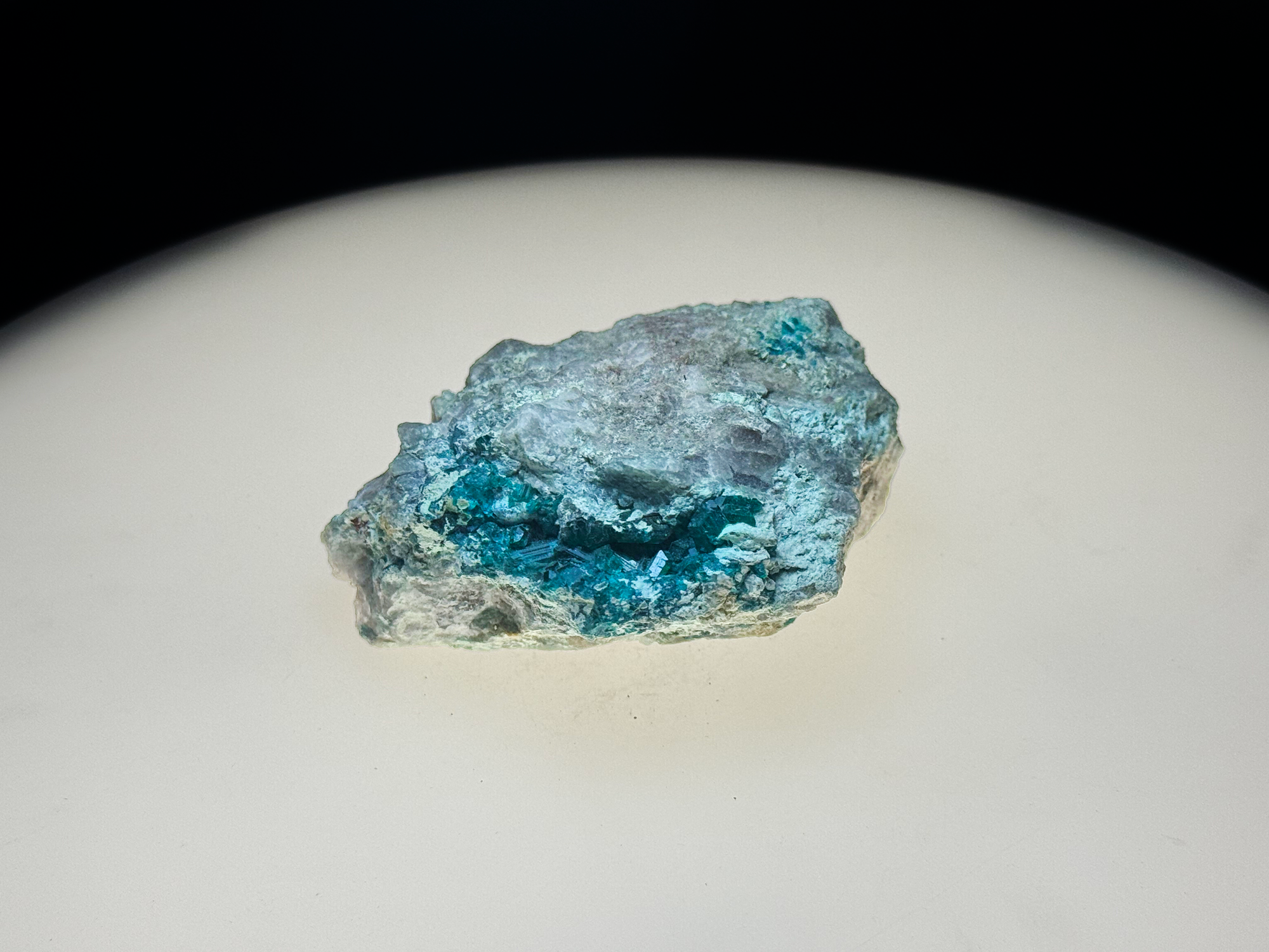 Dioptase with Chrysocolla on Quartz Matrix - Kaokoveld, Namibia