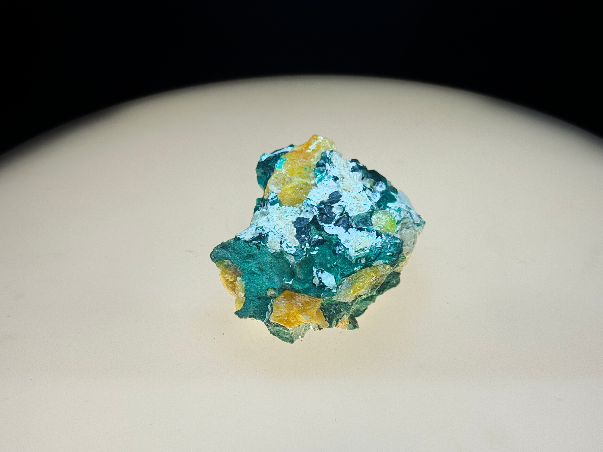 Chrysocolla–Malachite with Yellow Calcite on Matrix - Kaokoveld, Namibia