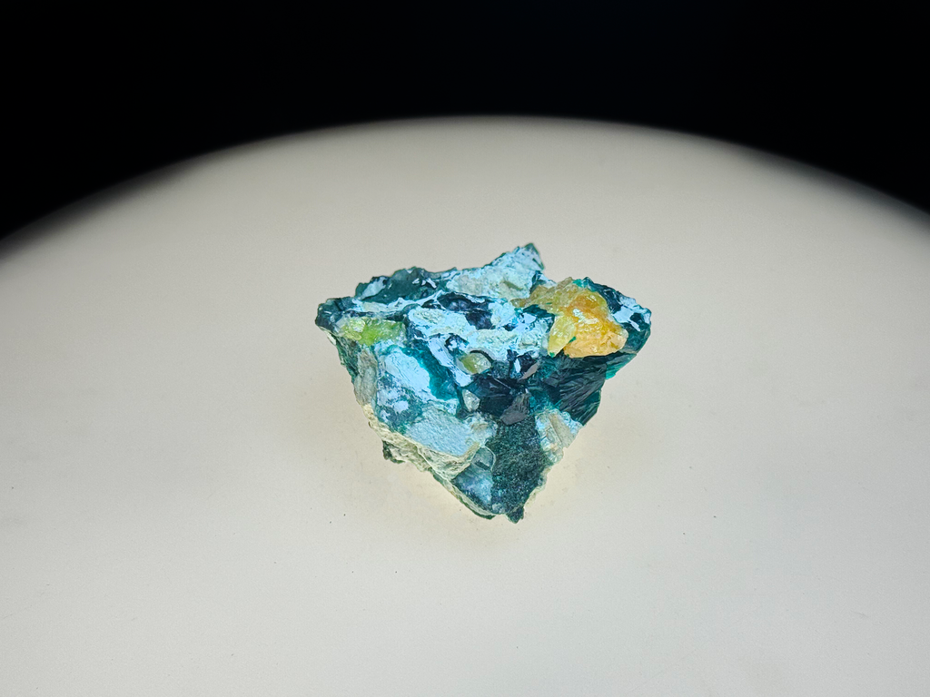 Chrysocolla–Malachite with Yellow Calcite on Matrix - Kaokoveld, Namibia