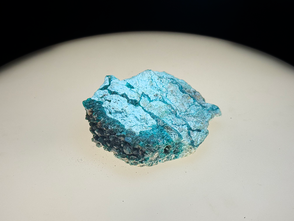 Chrysocolla with Dioptase on Quartz Matrix - Kaokoveld, Namibia