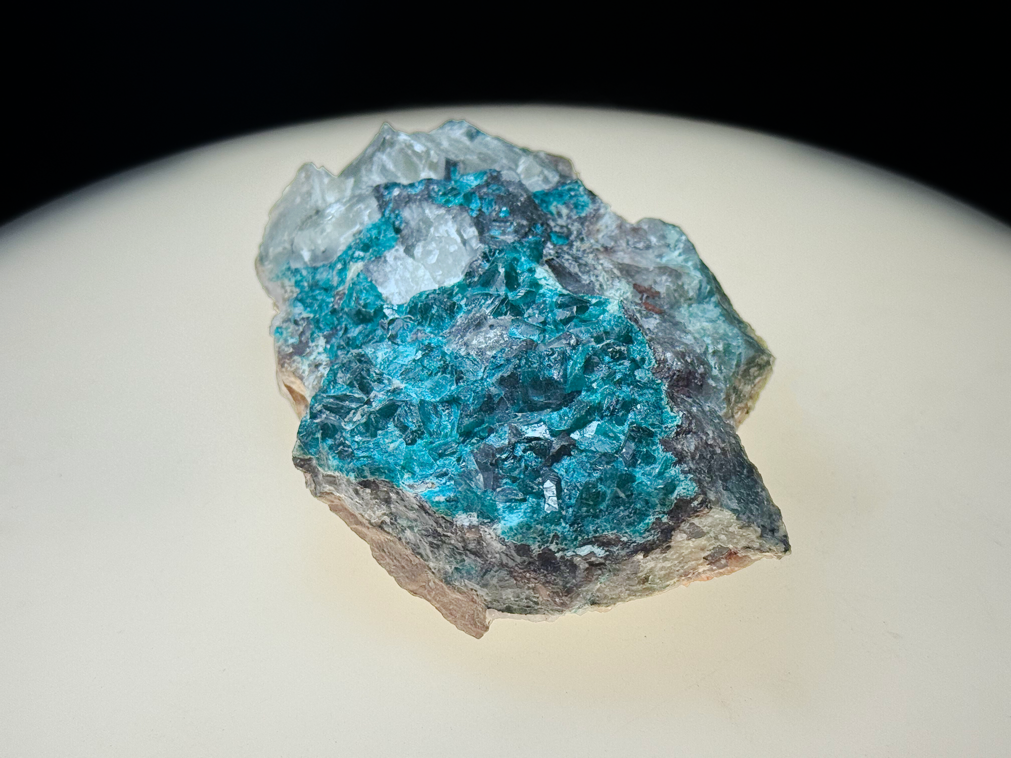 Dioptase with Chrysocolla on Quartz Matrix - Kaokoveld, Namibia