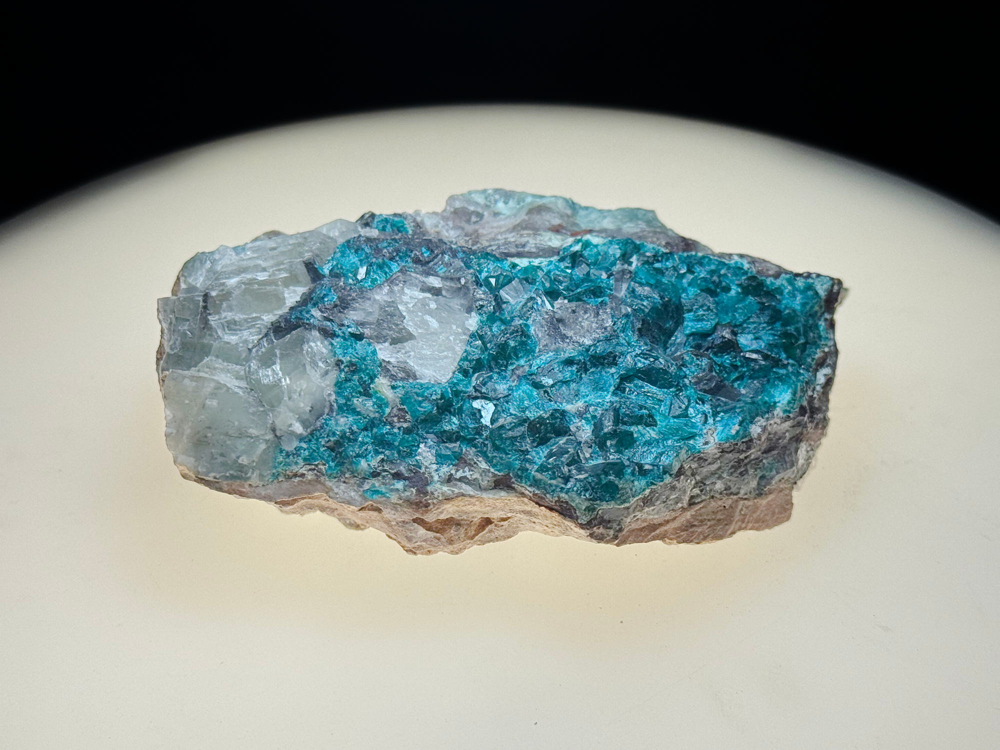 Dioptase with Chrysocolla on Quartz Matrix - Kaokoveld, Namibia