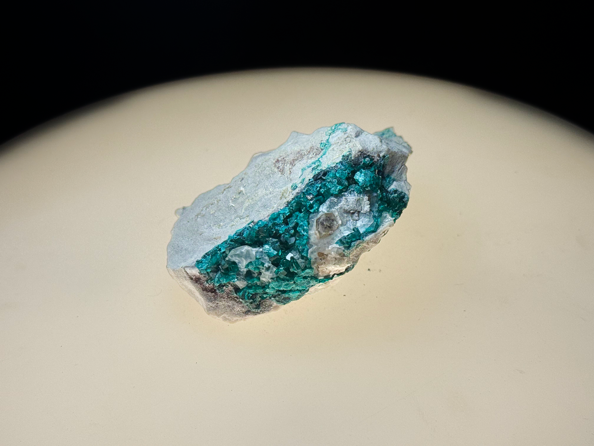 Dioptase on Quartz Matrix (with minor Chrysocolla alteration) - Kaokoveld, Namibia