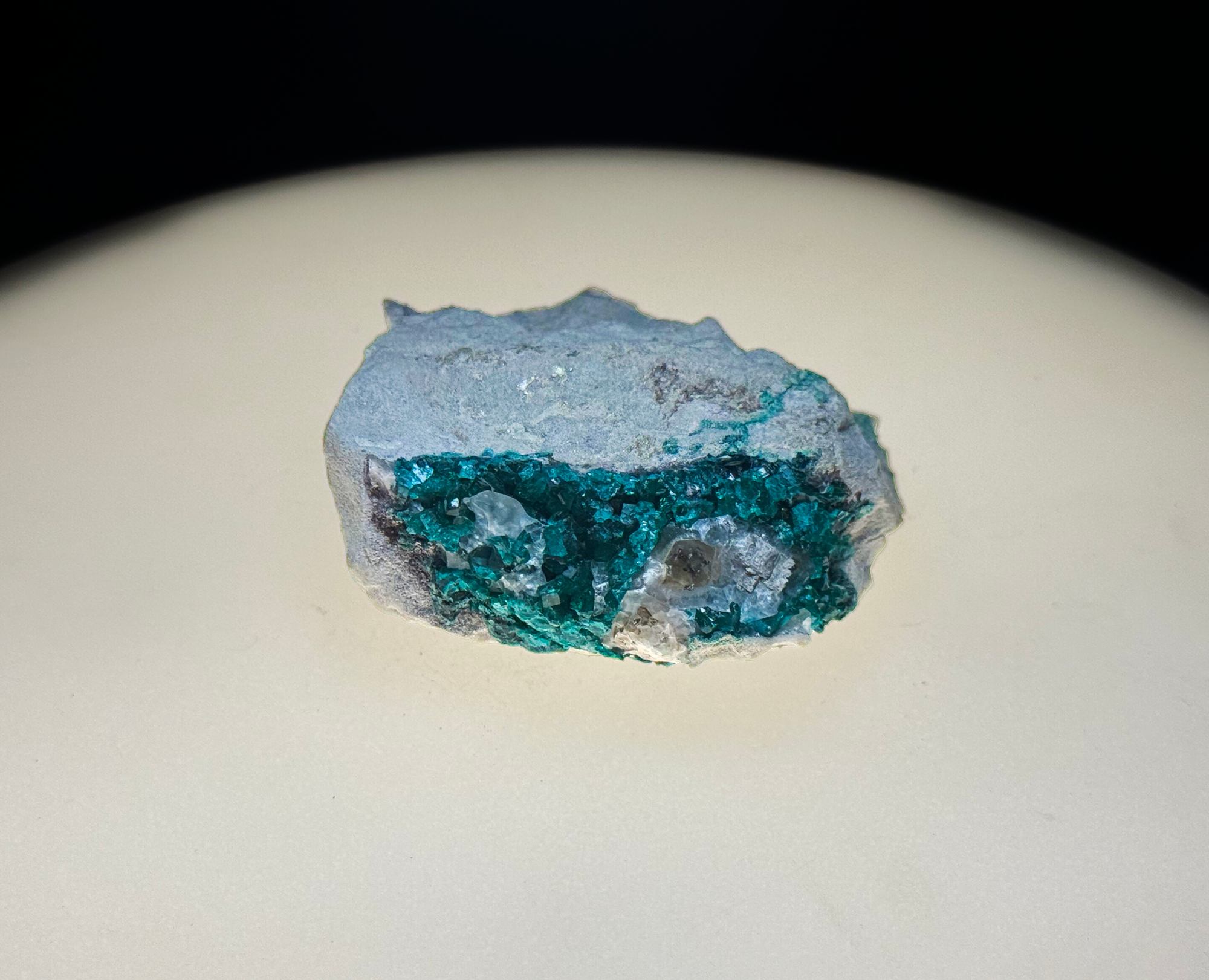 Dioptase on Quartz Matrix (with minor Chrysocolla alteration) - Kaokoveld, Namibia