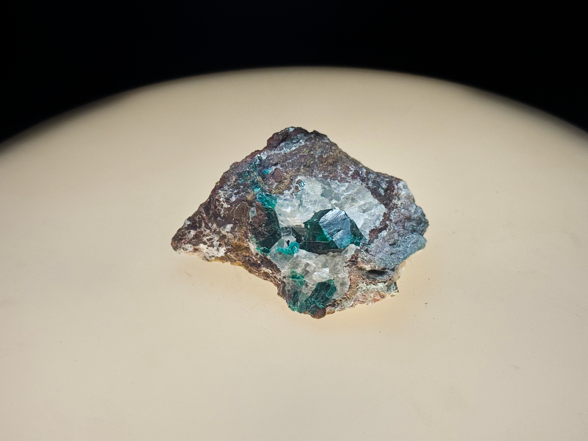 Dioptase on Quartz Matrix - Kaokoveld, Namibia