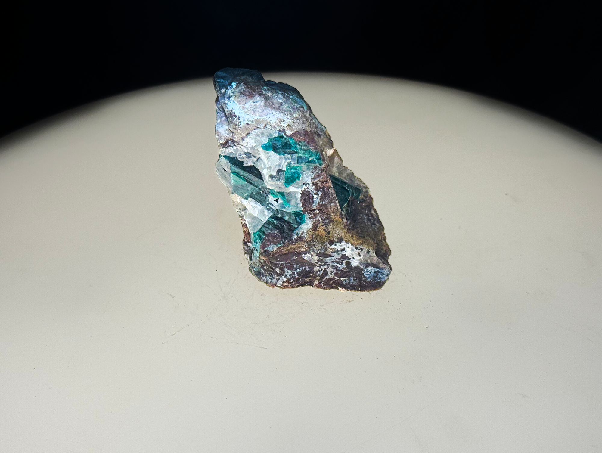 Dioptase on Quartz Matrix - Kaokoveld, Namibia