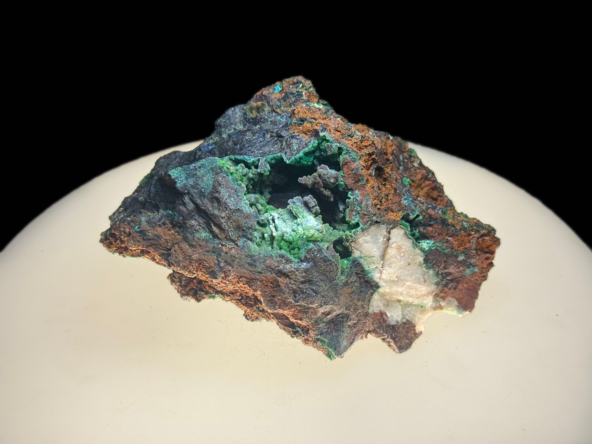 Azurite–Malachite with Chrysocolla on Iron-Rich Matrix - Kaokoveld, Namibia