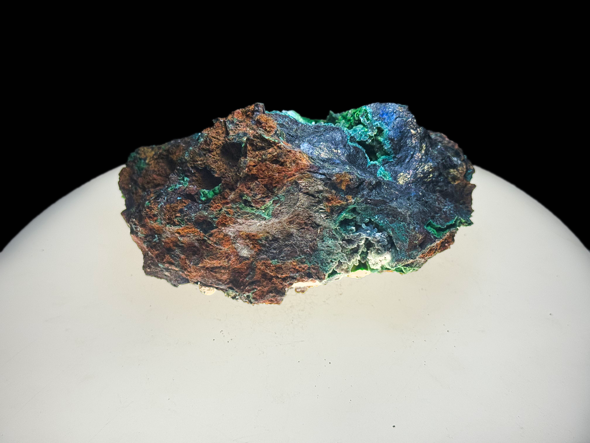 Azurite–Malachite with Chrysocolla on Iron-Rich Matrix - Kaokoveld, Namibia