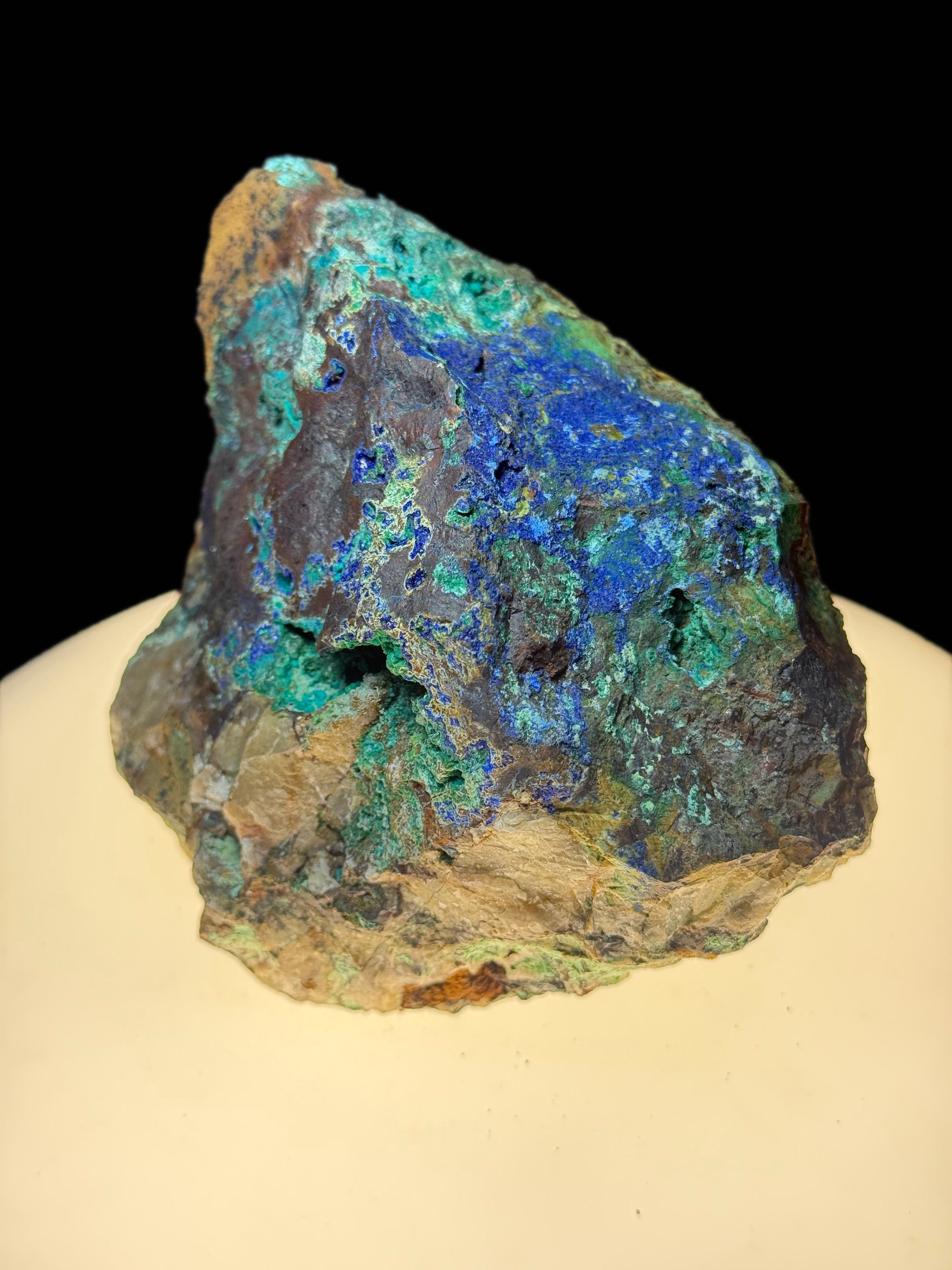 Azurite–Malachite with Chrysocolla on Ironstone Matrix - Kaokoveld, Namibia