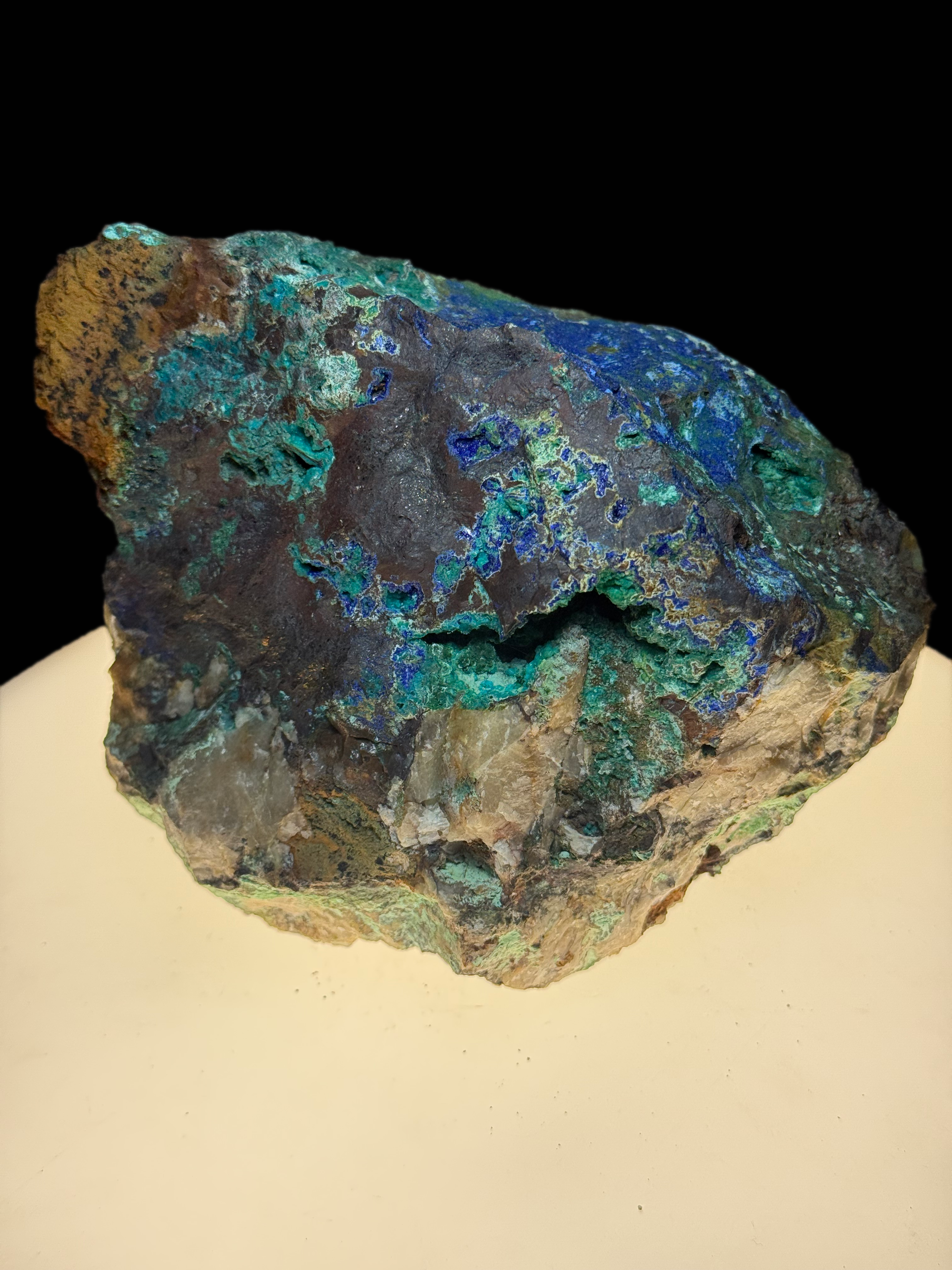 Azurite–Malachite with Chrysocolla on Ironstone Matrix - Kaokoveld, Namibia