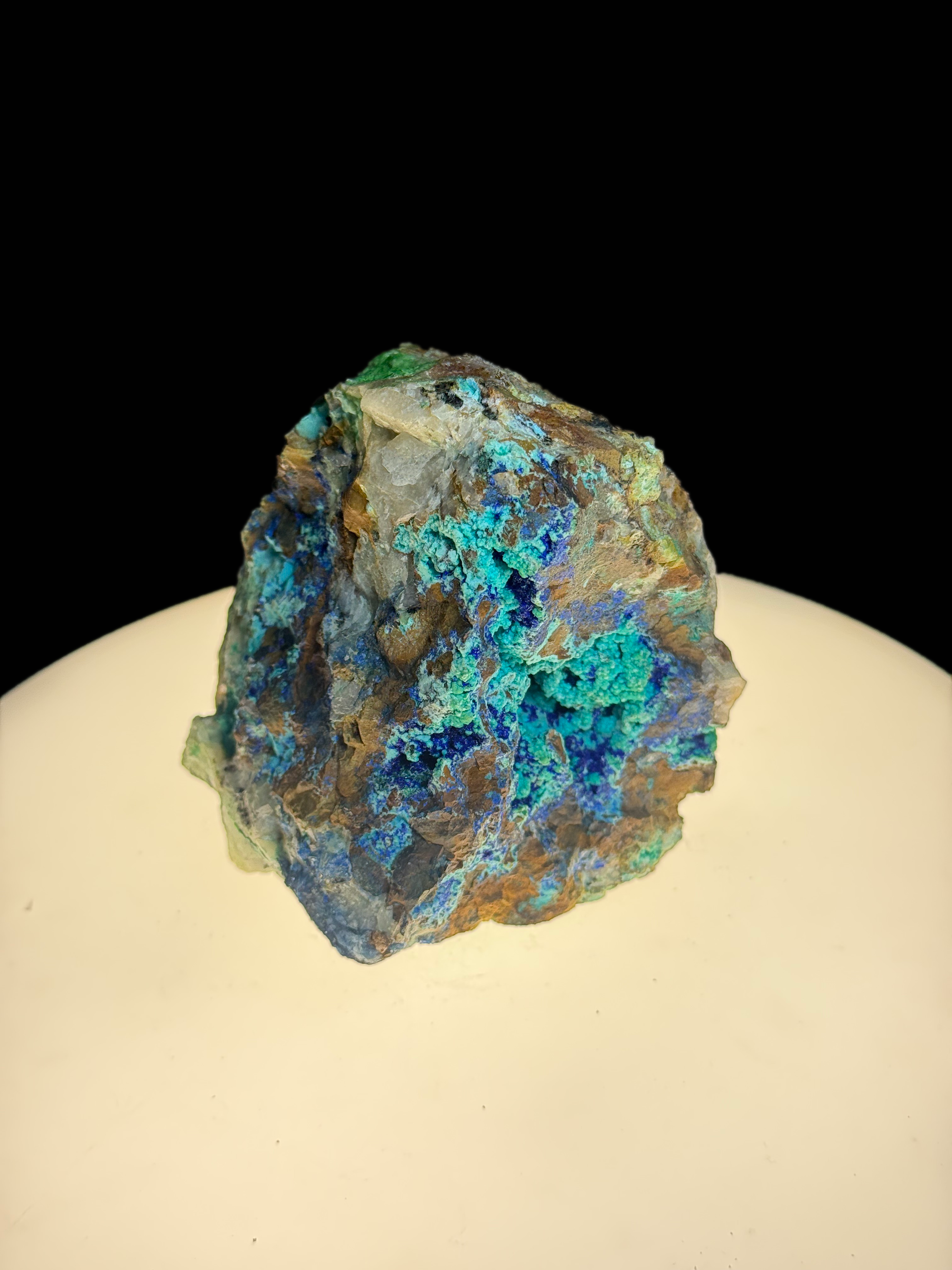 Chrysocolla with Azurite and Quartz on Copper-Rich Host Rock - Kaokoveld, Namibia